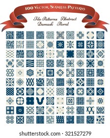 Collection of 100 Seamless Vector Patterns: Damask, Tile, Floral, Abstract templates