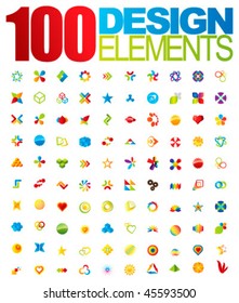 Collection of 100 vector design elements for your business artwork.