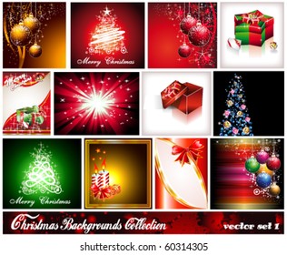Collection of 12 Christmas Backgrounds - Set 1