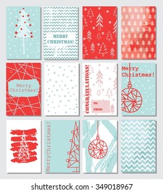 Collection of 12 Christmas card templates.