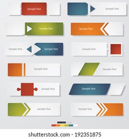 collection of 12 Design clean number banners template/graphic or website layout. Vector.