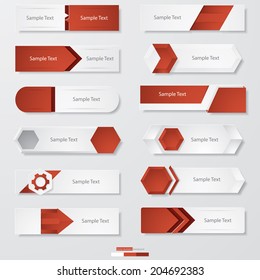 collection of 12 Design clean number banners template/graphic or website layout. Vector.