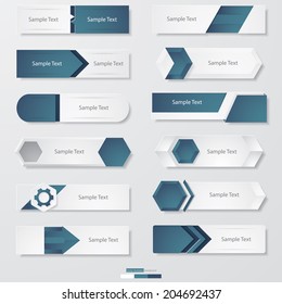 collection of 12 Design clean number banners template/graphic or website layout. Vector.
