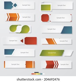 collection of 12 Design clean number banners template/graphic or website layout. Vector.