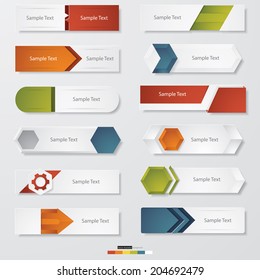 collection of 12 Design clean number banners template/graphic or website layout. Vector.