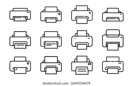 Collection of 12 Minimal Technology Line Icons Featuring Gadgets, Electronics, Devices, Computers, Smartphones, Wearables, and Digital Accessories for Modern Tech Design