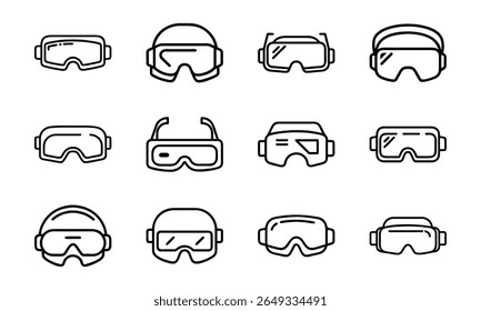 Collection of 12 Minimal Technology Line Icons Featuring Gadgets, Electronics, Devices, Computers, Smartphones, Wearables, and Digital Accessories for Modern Tech Design