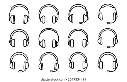 Collection of 12 Minimal Technology Line Icons Featuring Gadgets, Electronics, Devices, Computers, Smartphones, Wearables, and Digital Accessories for Modern Tech Design