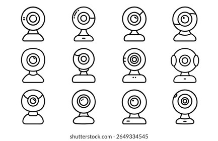 Collection of 12 Minimal Technology Line Icons Featuring Gadgets, Electronics, Devices, Computers, Smartphones, Wearables, and Digital Accessories for Modern Tech Design