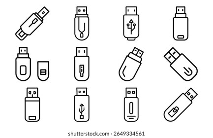 Collection of 12 Minimal Technology Line Icons Featuring Gadgets, Electronics, Devices, Computers, Smartphones, Wearables, and Digital Accessories for Modern Tech Design