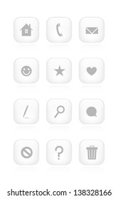 A collection of 12 minimalistic action buttons. Eps 10 Vector.
