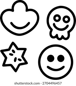 Uma coleção de 12 ícones retro-inspirados com uma estética groovy, psicodélica, perfeito para projetos de design que buscam uma vibração vintage.