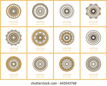 Collection of 12 simple mandalas. Vector illustration.