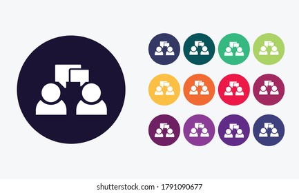 Collection of 13 buttons with conversation icon. Vector illustration.
