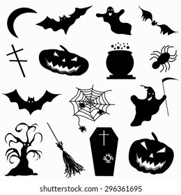 a collection of 15 icons Halloween vector illustration