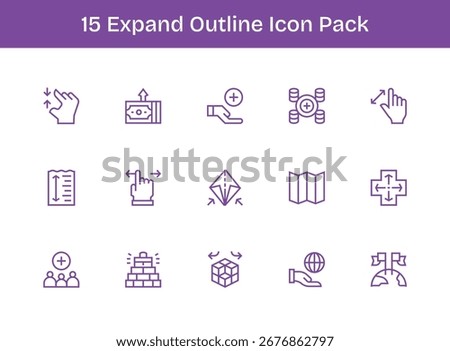 Collection of 15 Outline-style vector icons for Expand, designed for clarity and versatility.