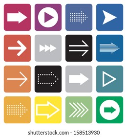 collection of 16 arrow sign icon. vector.