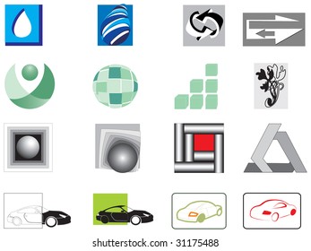  collection of 16 colorful abstract vector  icons
