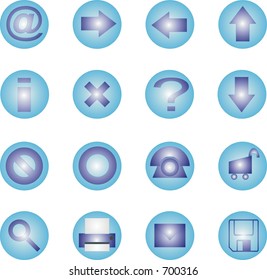 Collection of 16 different useful icons (cold)