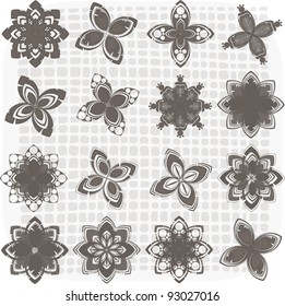 Collection of 16 flower sketches
