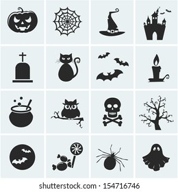 Collection Of 16 Halloween Icons. Vector Illustration.