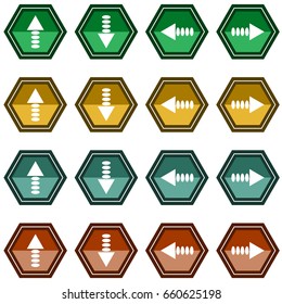 Collection of 16 isolated vector icons - arrows (up, down, left, right)