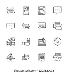 Collection of 16 live outline icons include icons such as chat, blog, news reporter, news report