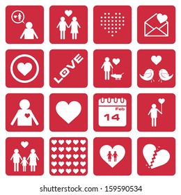 collection of 16 love icon/sign. vector.