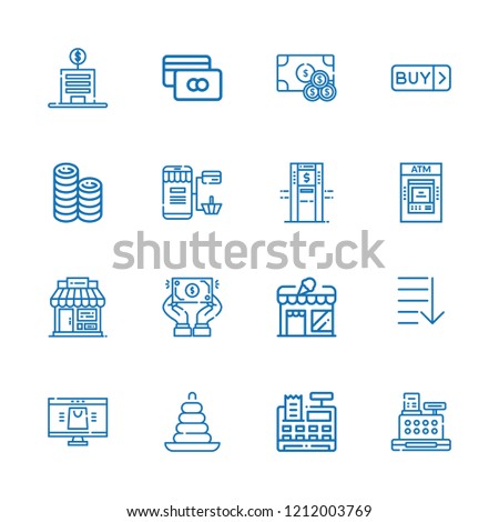 Collection 16 Payment Outline Icons Include Stock Vector Royalty - collection of 16 payment outline icons include icons such as buy credit card money coins order stack!   ing cashier atm dollar cash register