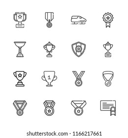 Collection of 16 prize outline icons include icons such as medal, trophy, bobsleigh Collection of 16 prize outline icons include icons such as medal, trophy, bobsleigh