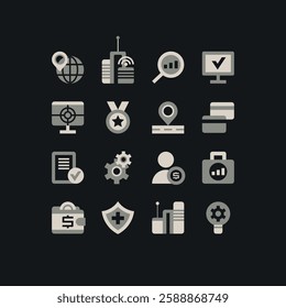 Collection of 16 PRO designer minimalistic business financial icons