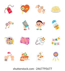 Collection of 16 Raksha Bandhan Flat Stickers 

