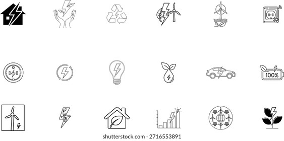 Coleção de 16 pequenos desenhos de linhas preto e branco borrados