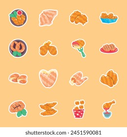 Collection of 16 Trendy Chicken Delights Flat Stickers 

