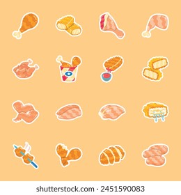 Collection of 16 Trendy Chicken Delights Flat Stickers 

