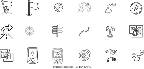A collection of 16 unique abstract black and white line icons