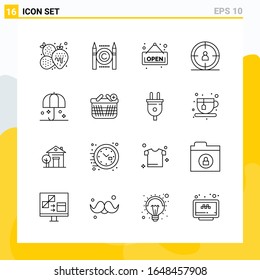 Collection of 16 Universal Line Icons. Icon Set for Web and Mobile.