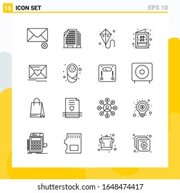 Collection of 16 Universal Line Icons. Icon Set for Web and Mobile.