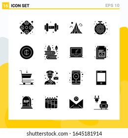 Collection of 16 Universal Solid Icons. Icon Set for Web and Mobile.
