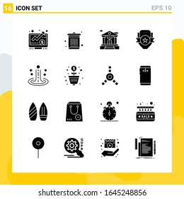 Collection of 16 Universal Solid Icons. Icon Set for Web and Mobile.