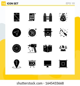Collection of 16 Universal Solid Icons. Icon Set for Web and Mobile.