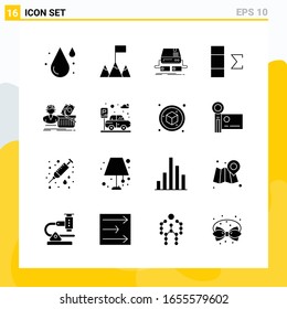 Sammlung von 16 Universellen Solid-Symbolen. Symbol Set für Web und Mobile.