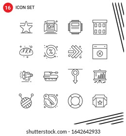 Collection of 16 Vector Icons in Line style. Pixle Perfect Outline Symbols for Web and Mobile. Line Icon Signs on White Background. 16 Icons.