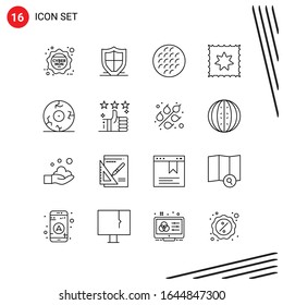 Colección de 16 iconos vectoriales al estilo de línea. Símbolos de esquema perfecto para Web y Mobile. Señales de icono de línea en fondo blanco. 16 Iconos.