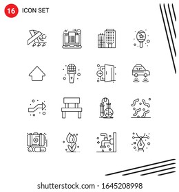 Collection of 16 Vector Icons in Line style. Pixle Perfect Outline Symbols for Web and Mobile. Line Icon Signs on White Background. 16 Icons.