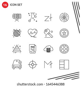 Colección de 16 iconos vectoriales al estilo de línea. Símbolos de esquema perfecto para Web y Mobile. Señales de icono de línea en fondo blanco. 16 Iconos.