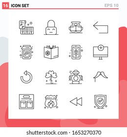 Kollektion von 16 Vektorsymbol im Line-Stil. Moderne Symbole für Web und Mobile. Zeilensymbol einzeln auf weißem Hintergrund. 16 Symbole.