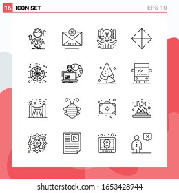 Colección de 16 iconos vectoriales al estilo de línea. Símbolos de esquema modernos para web y móvil. Signo de icono de línea aislado en fondo blanco. 16 Iconos.