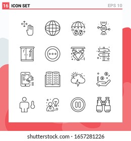 Colección de 16 iconos vectoriales al estilo de línea. Símbolos de esquema modernos para web y móvil. Signo de icono de línea aislado en fondo blanco. 16 Iconos.