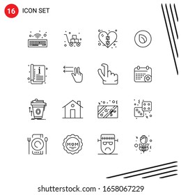 Colección de 16 iconos vectoriales al estilo de línea. Símbolos de esquema perfecto para Web y Mobile. Señales de icono de línea en fondo blanco. 16 Iconos.